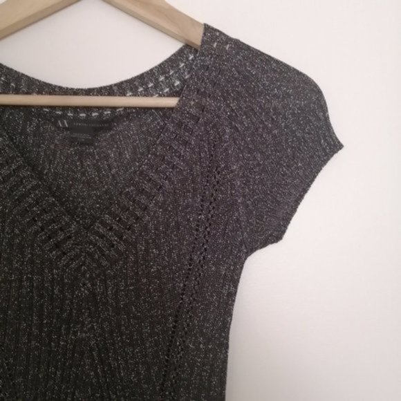 Armani Exchange Gray V-Neck Short Sleeve Top - Picture 1 of 5